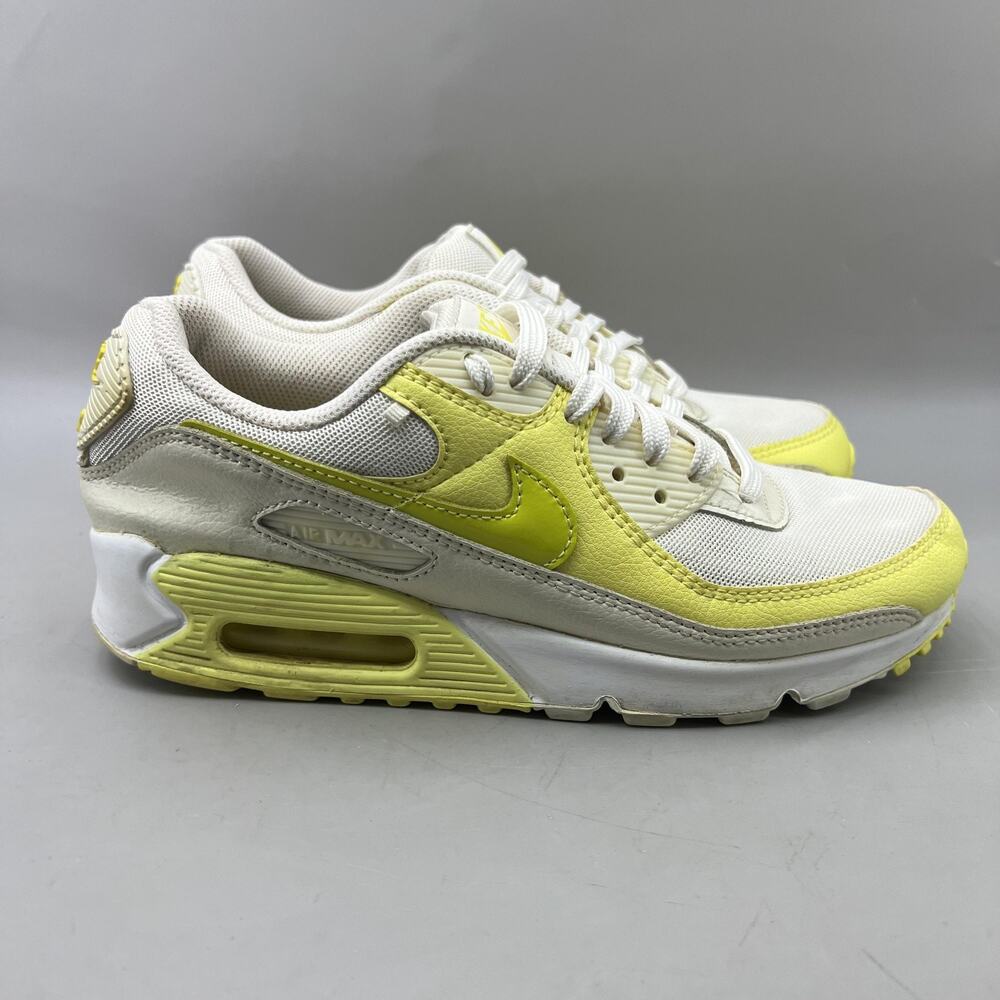 Nike Air Max 90 Princess Charming Shoes Women Size 8 White Yellow Mesh‎ Sneakers